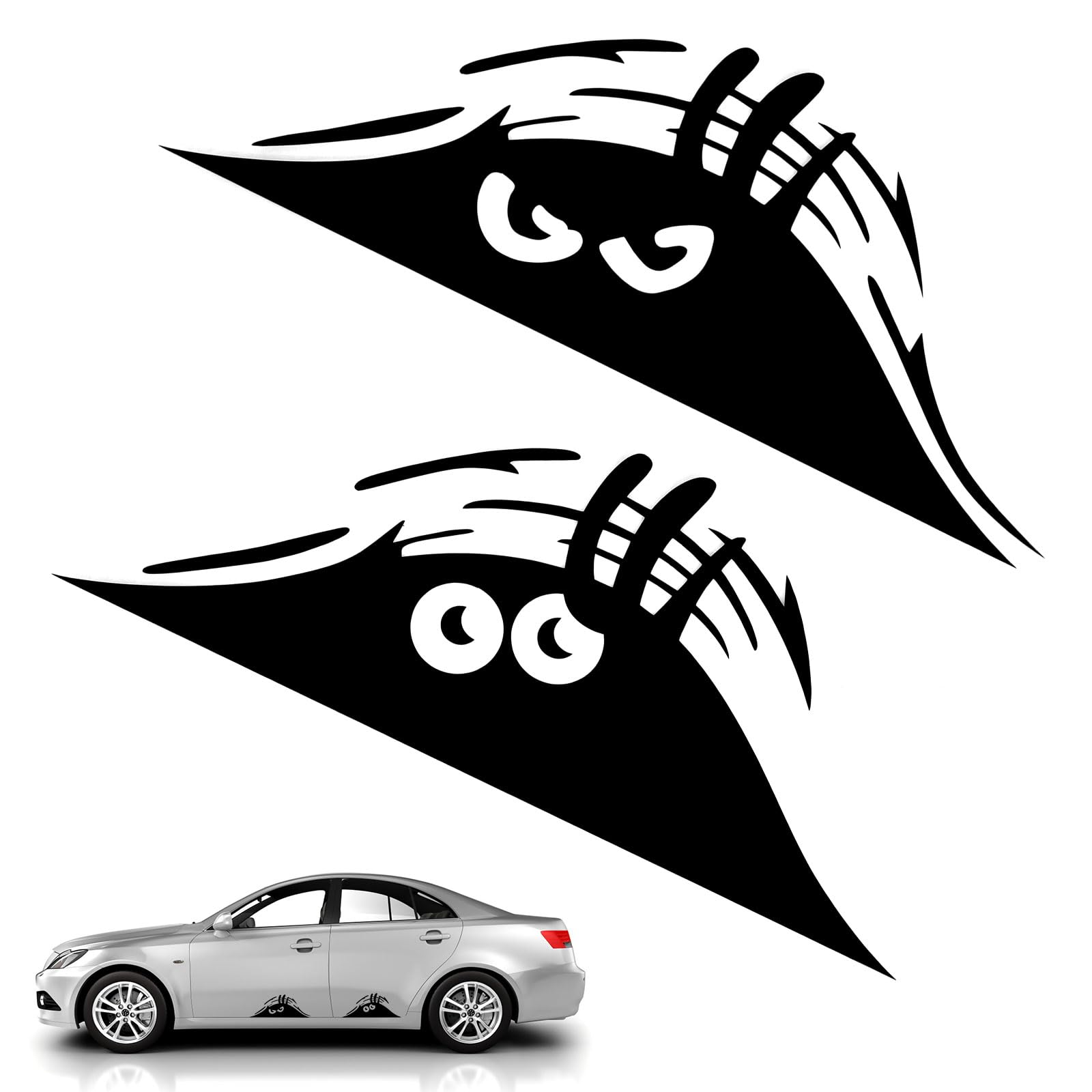 HoaaiGo 2 Stück 3D Peeking Monster Aufkleber Sticker Car Decals Peeking Monster Scary Eyes Autoaufkleber Wasserdichter Autoaufkleber Smile and Anger Car Stickers Geeignet für Karosserie, Autofenster von HoaaiGo