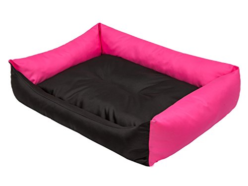 HOBBYDOG HUNDEBETT ECO Größe L - 62x43 cm SCHWARZ - ROSA Bett Betten Hundematte Matte Matratze Ruheplatz Platz Schlafplatz Hundebett Hunde Tier Haustier Hundematratze Hundekissen Kissen Sofa Hundesofa eco von HobbyDog