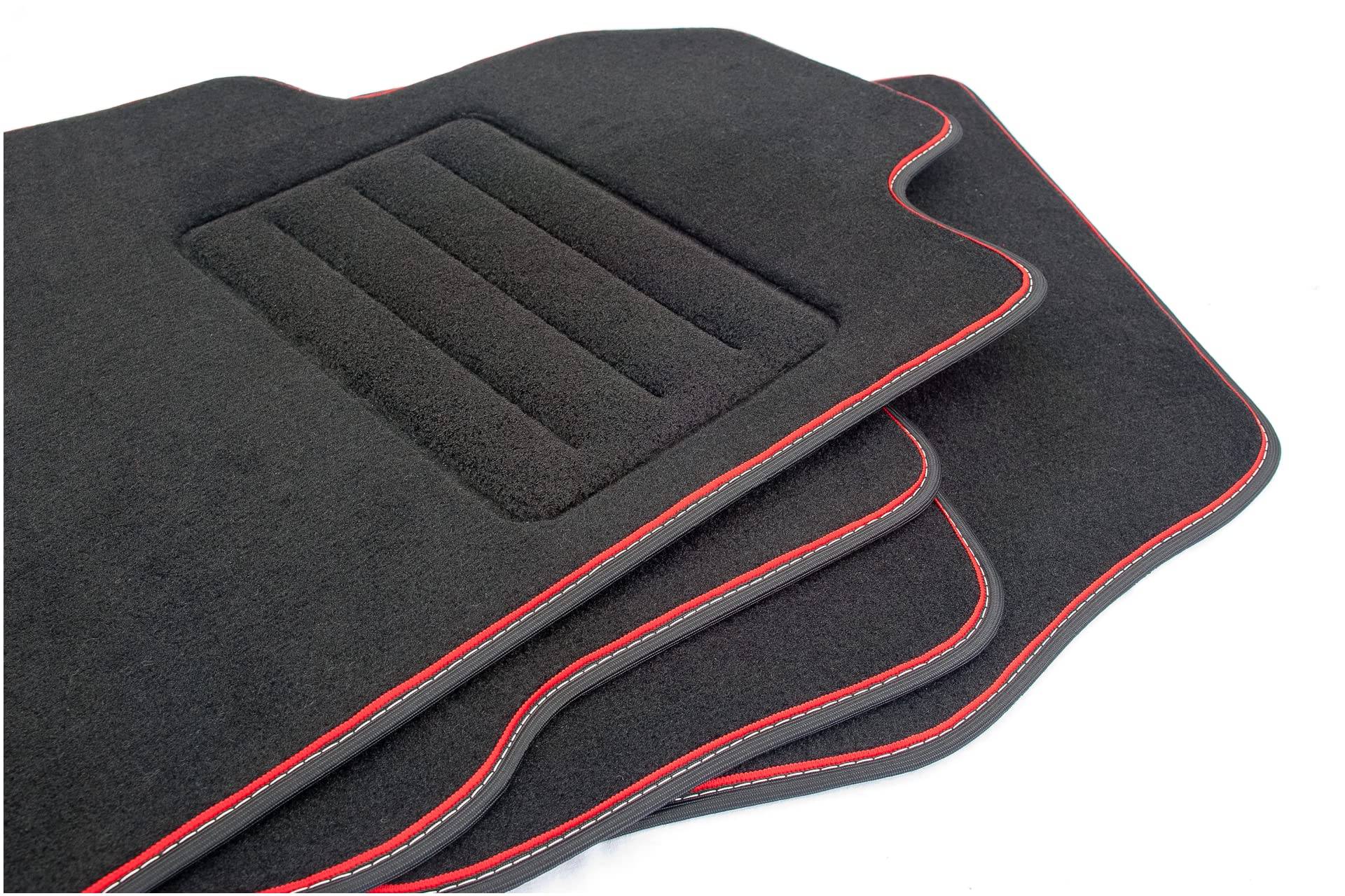 Velour Floor Mats Set für Audi R8 I 42 (2006-2015) 4-teilig - Premium ROT Besatz von Hobbycar