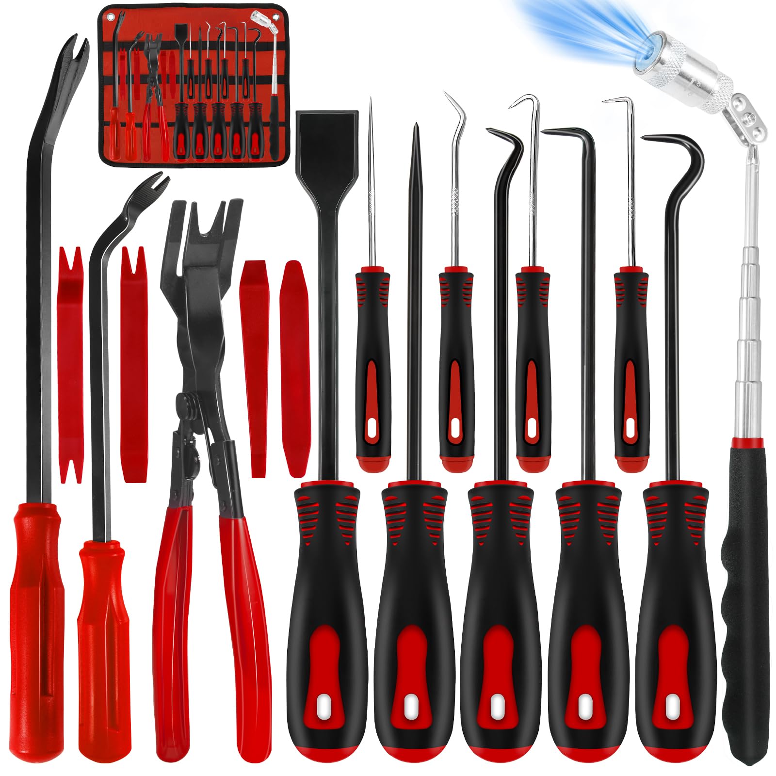 Hochferr 17 teiliger Nadel und Hakensatz Pick Set für O-Ringe Schaber Teleskop-Werkzeug mit Magnet-Heber Zierleistenkeile Set Auto Türverkleidung Hebelwerkzeug Installationswerkzeug Clip Entferner Hochferr 17 teiliger Nadel und Hakensatz Pick Set für O-Ringe Schaber Teleskop-Werkzeug mit Magnet-Heber Zierleistenkeile Set Auto Türverkleidung Hebelwerkzeug Installationswerkzeug Clip Entferner von Hochferr