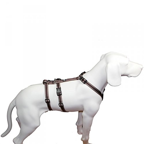 Das Original - NoExit Hundegeschirr ® - 100 % ausbruchsicher für Angsthunde, Panikgeschirr, braun Muster, Bauchumfang 40-60 cm, 15 mm Bandbreite von Hoffmann