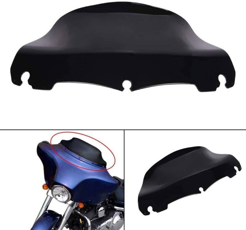 Hokuotolite 22,9 cm (9 Zoll) schwarze Wellen-Windschutzscheibe-Windschutzscheibe-Windspalter kompatibel für Touring Electra Glide Street Glide 2014 2015 2016 2017 2018 2019 2020 von Hokuotolite