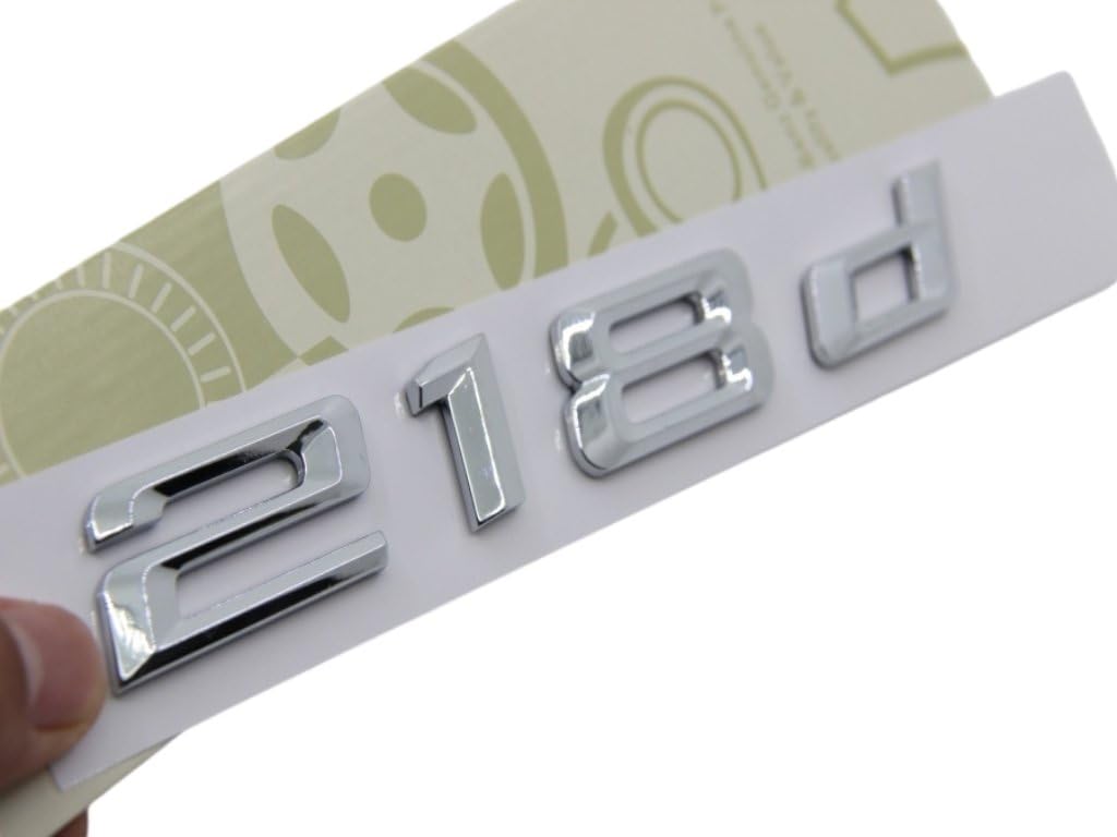 218d Auto Emblem Decal Car Nummer hinter Buchstaben Aufkleber Zinkung Badge 3D Stil passt für BMW 218d Car Model Silber 218d Auto Emblem Decal Car Nummer hinter Buchstaben Aufkleber Zinkung Badge 3D Stil passt für BMW 218d Car Model Silber von HolaDemo