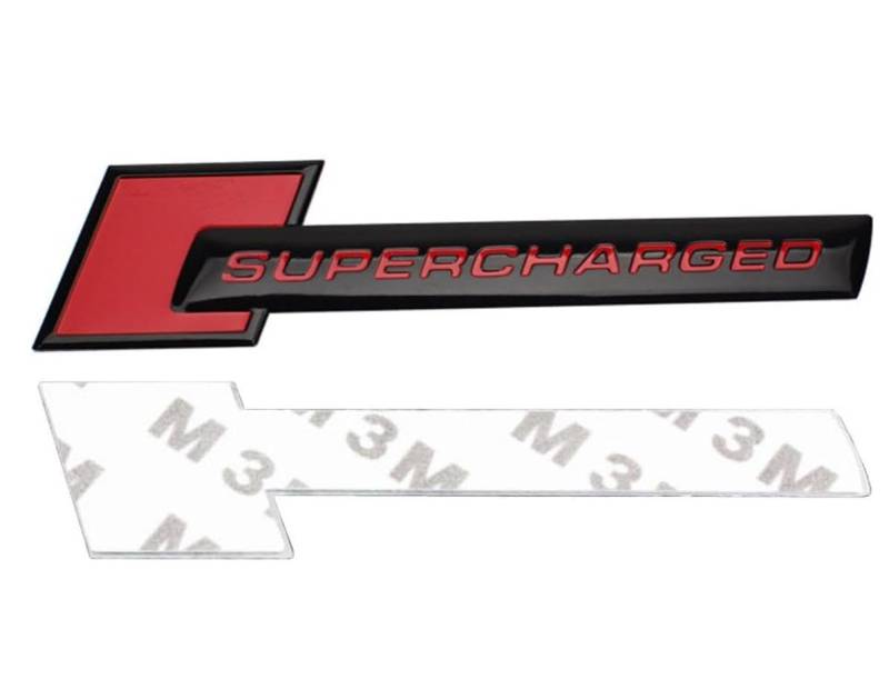 3D Metall Supercharged ROT Schwarz Turbo Tuning Aufkleber Emblem Logo von HolaDemo