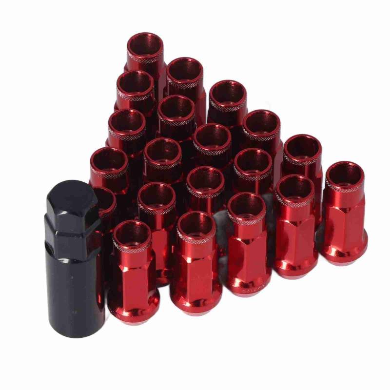 Holigie 20 Stück M12x 1,25 Lug Muttern, Für & Universal Fit, Verchromte Stahl Radmuttern, Autorad zubehör Ersatz (Rot) von Holigie