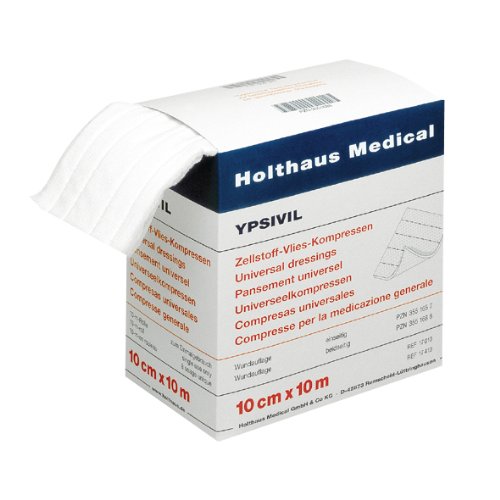 Holthaus Medical YPSIVIL Zellstoff-Vlies-Kompresse einseitig unsteril 10 cm x 10 m von Holthaus Medical