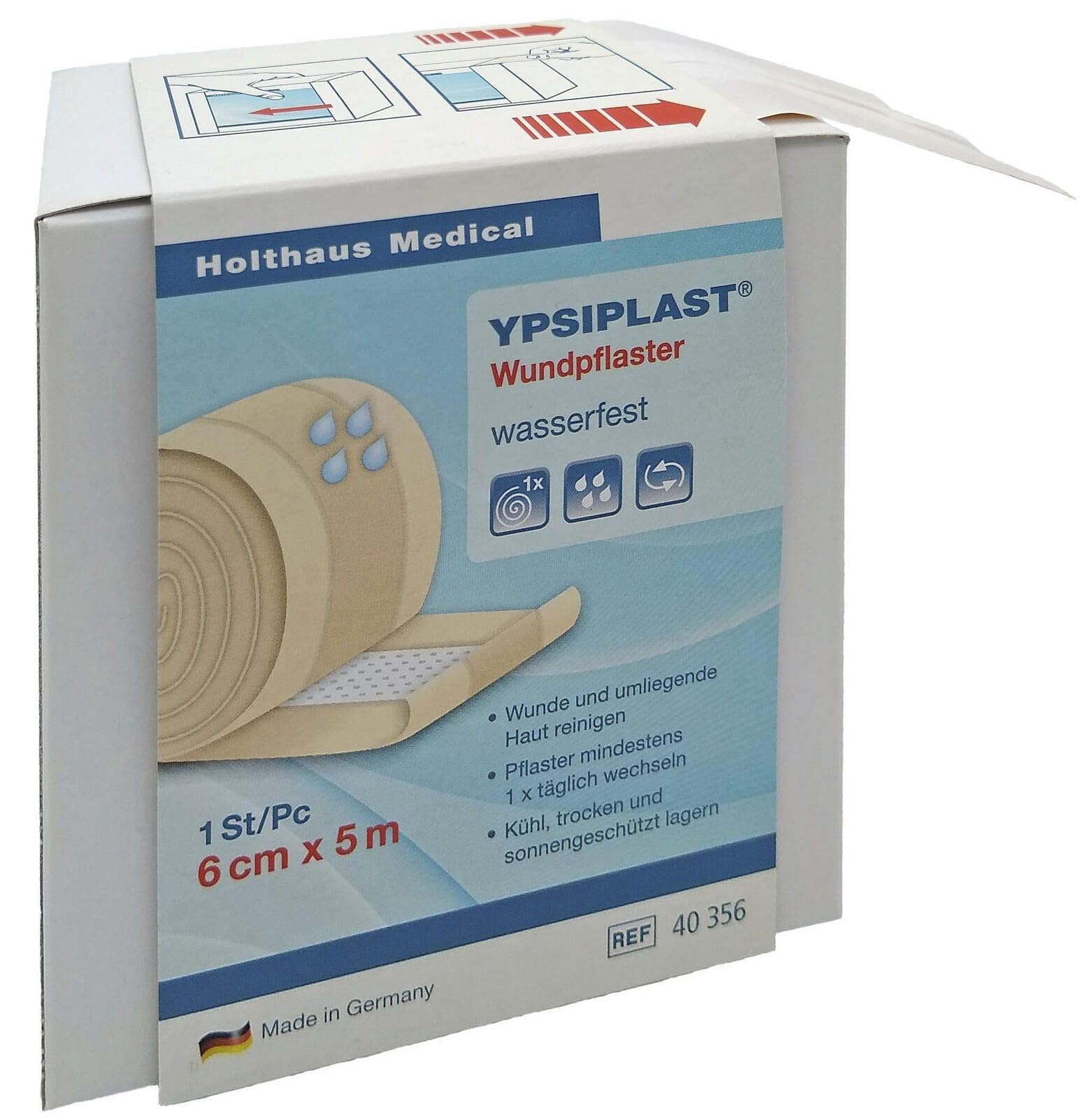 Holthaus Medical YPSIPLAST® Wundpflaster Spenderbox wasserfest 6 cm x 5 m von Holthaus Medical