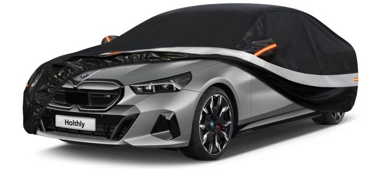 Holthly Auto Abdeckplane, Autoabdeckung für BMW i5 (2023-2024), 10 Schichten 100% Wasserdicht und Atmungsaktiv, Outdoor Autoplane Regen Schnee Sonne UV-Schutz, Schwarz Abdeckung. von Holthly