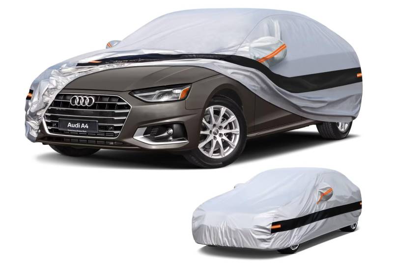 Holthly Autoabdeckung Passend für Audi A4 S4 RS4 Limousine Cabrio B7 B8 B9 (2007-2025) Vollgarage Auto Abdeckplane 100% Wasserdicht Autoplane Outdoor Autogarage Wasser und Staubschutz, UV Schutz von Holthly