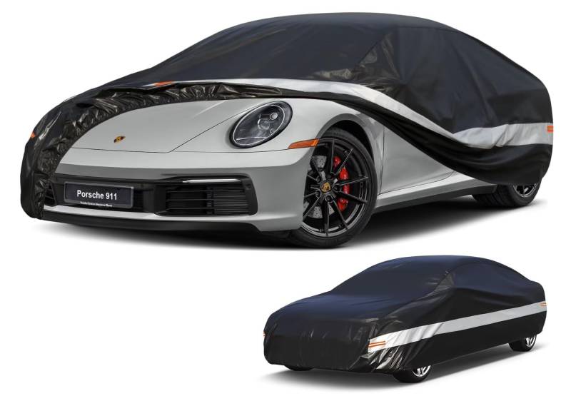 Holthly Autoabdeckung Passend für Porsche 911 Carrera Coupé Cabrio 992 991 997 996 993(1966-2025) 10 Schichten Vollgarage Auto Abdeckplane 100% Wasserdicht Autoplane Outdoor Autogarage von Holthly