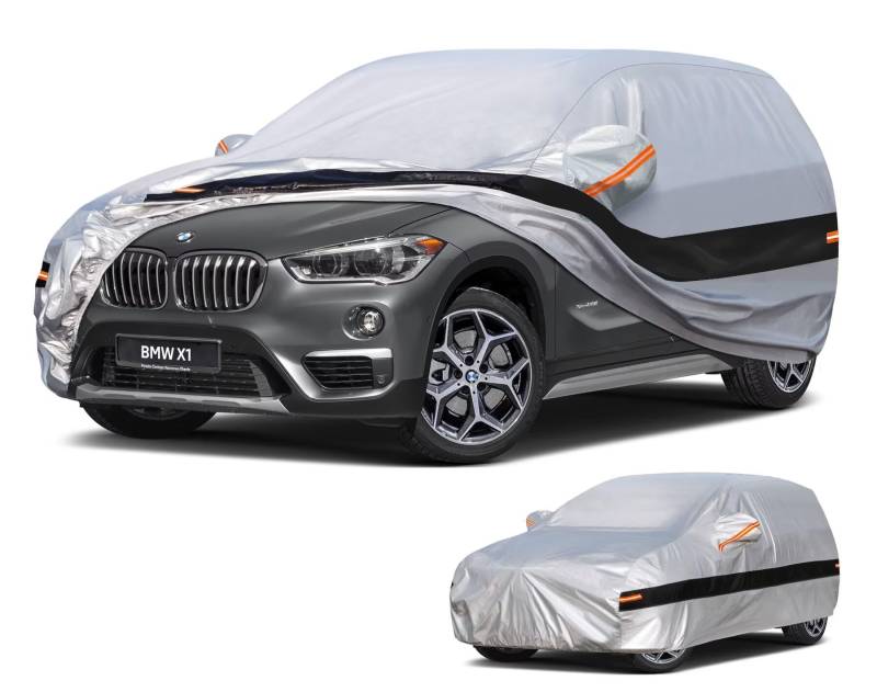 Holthly Autoabdeckung SUV Passend für BMW X1 E84/F48/F49/U11(2009-2025) 10 Schichten Vollgarage Auto Abdeckplane 100% Wasserdicht Autoplane Outdoor Autogarage Staubschutz,Wind,Regen und UV Schutz. von Holthly