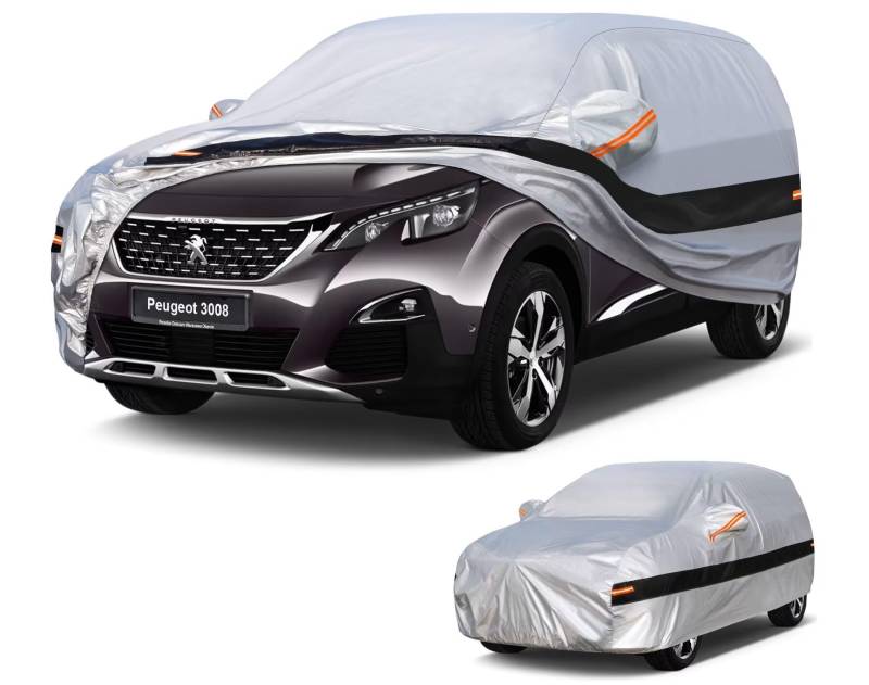 Holthly Autoabdeckung SUV Passend für Peugeot 3008(2009-2025) 10 Schichten Vollgarage Auto Abdeckplane 100% Wasserdicht Autoplane Outdoor Autogarage Wasser und Staubschutz,Wind,Regen und UV Schutz. von Holthly