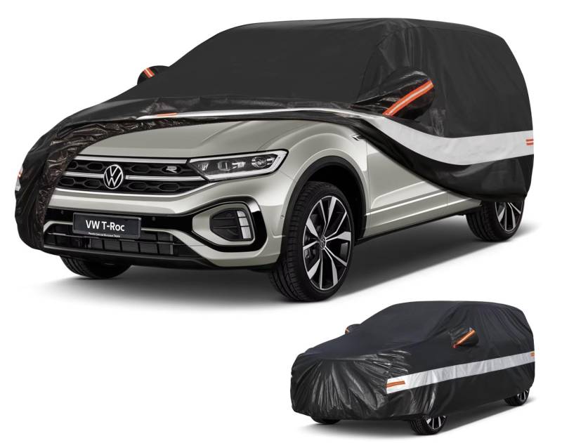 Holthly Autoabdeckung SUV Passend für VW T-ROC Volkswagen T-ROC Cabriolet(2017-2025) 10 Schichten Vollgarage Auto Abdeckplane 100% Wasserdicht Autoplane Outdoor Autogarage von Holthly