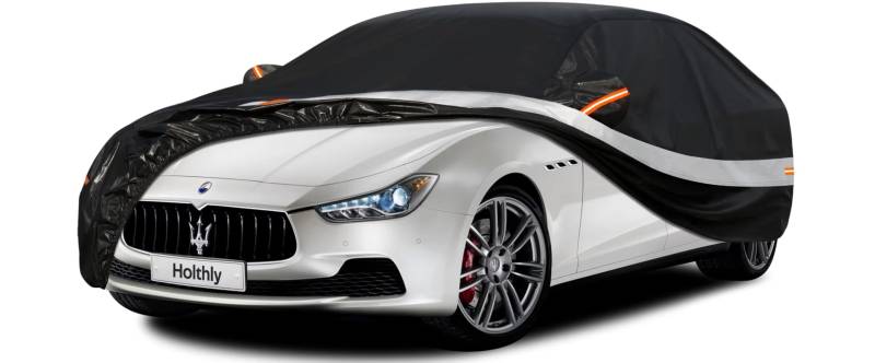 Holthly Autoplane Wasserdicht Passend für Maserati Ghibli 10 Schichten Vollgarage Autoabdeckung Autoplane，Ganztägiger Wasser- und Staubschutz, Wind, Regen und UV Schutz. von Holthly