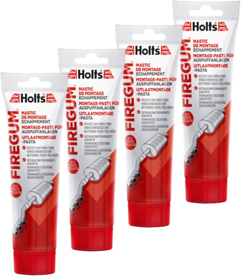 Holts 4X Auspuffanlage Montagepaste Firegum Tube Autopflege Rohrverbindung Gasdicht Hitzebeständig 150 G 204204 von Holts