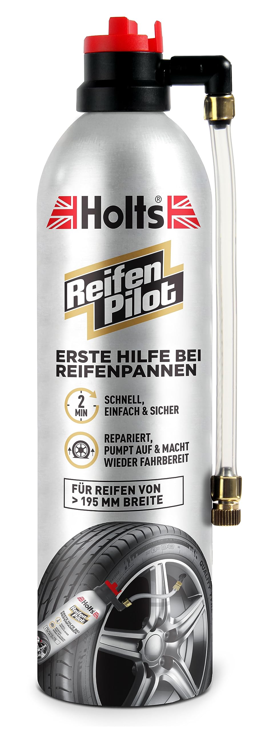 Holts Reifenpilot Reifendichtmittel Pannenspray Reifenreparaturset Schnell und Sicher Wieder auf der Straße. Ohne Werkzeug, Ohne Reifenwechsel, 500ml von Holts