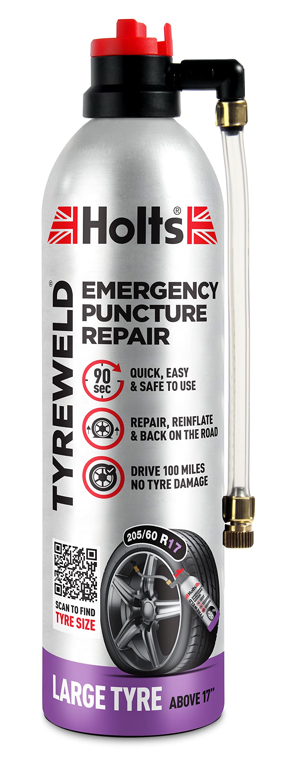Holts Tyreweld Pannendichtmittel 500 ml, Notfall-Reifenreparaturschaum, Auto-Pannenreparatur-Set, Dichtstoff, um Sie Wieder auf die Straße zu bringen, schneller und einfacher Flacher Reifenschaum, Holts Tyreweld Pannendichtmittel 500 ml, Notfall-Reifenreparaturschaum, Auto-Pannenreparatur-Set, Dichtstoff, um Sie Wieder auf die Straße zu bringen, schneller und einfacher Flacher Reifenschaum, von Holts