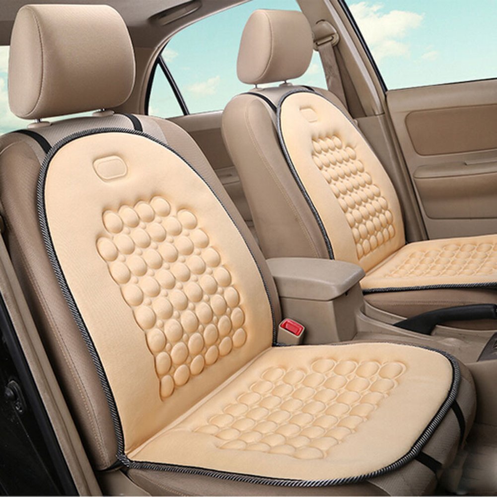 HomDSim Autositzauflage mit Massage-Funktion, universelle Sitzauflage, Auto Sitzüberzug (Beige - 2 Pack) von HomDSim