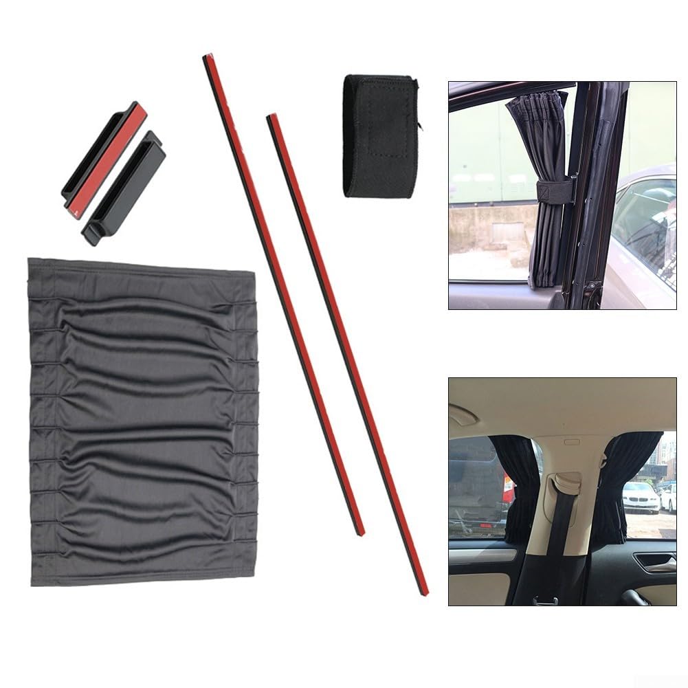 Elegante Autofenstervorhänge, 2 x Sonnenschutz mit sicheren Installationsschienen (2 Autofenster) von Homeponnew