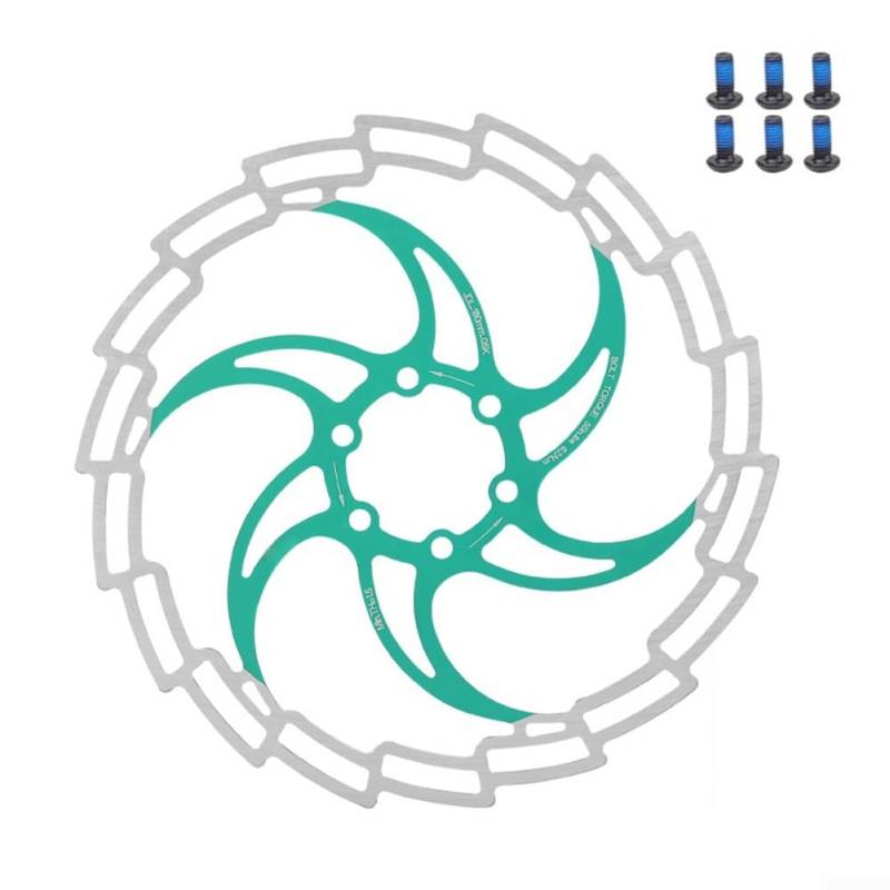Fahrradscheibenbremse aus Edelstahl, 180 mm, für Rotor, mit 6 Löchern und 6 Schrauben für zuverlässige Bremsleistung, Grün von Homeponnew