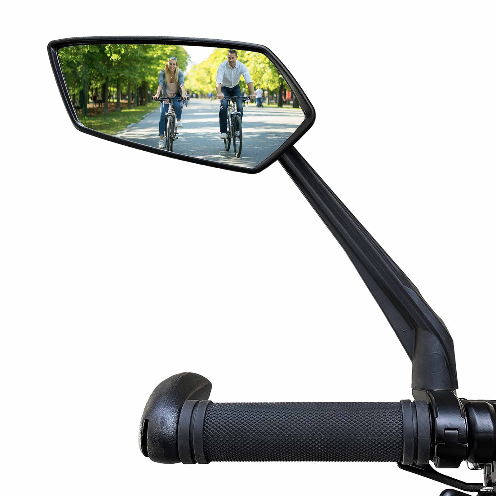 Homieway Fahrradspiegel Links, Fahrrad Rückspiegel Extra große Spiegelfläche,HD Schlagfestes Echtglas 360° Verstellbarer Fahrradrückspiegel,Langer Griff Fahrrad Spiegel für E-Bike Lenker(22-25mm) von Homieway