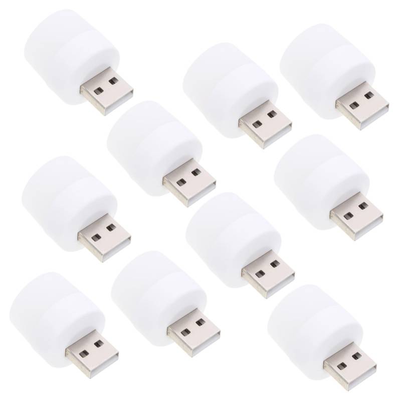 Homoyoyo 10 Stück Tragbares LED -Nachtlicht Auto USB drinnen Mini Laptop Licht USB-LED Weiß USB Nachtlampe Beleuchtungslicht USB-Innenlampe Fahrzeuglicht atmosphärisches Licht Plastik von Homoyoyo