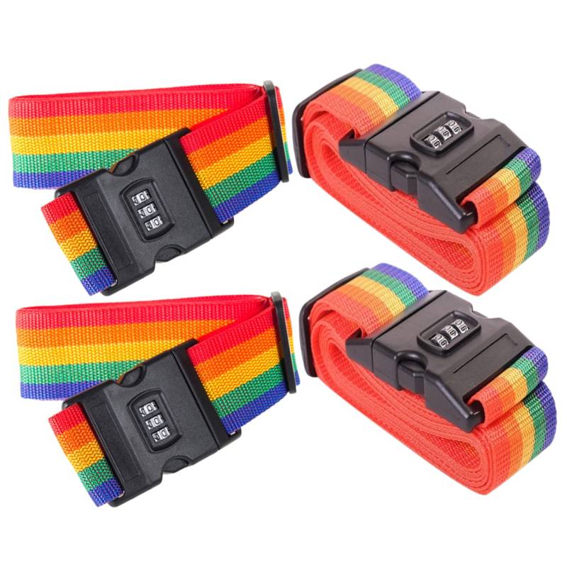 Homoyoyo 4 Gepäckgurte Mehrere Funktionen Zum Tragen Reisen Packen Schnalle Regenbogen Neon Code Lebendige Etiketten Taschen Gepäckbänder Gurte Gürtel Zurrgurt Nockengurt von Homoyoyo