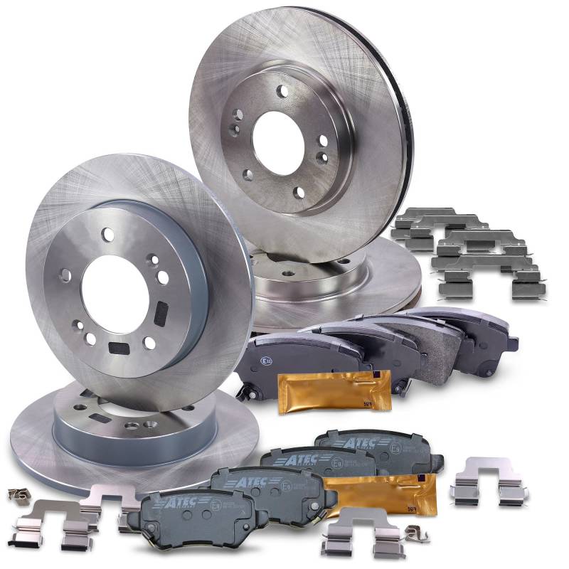 BESTPRICE BESTPRICE Bremsenset inkl. Bremsscheiben vorne Ø 280 mm + hinten Ø 258 mm + Bremsbeläge vorne und hinten, Kompatibel mit KIA VENGA (YN) von Homry