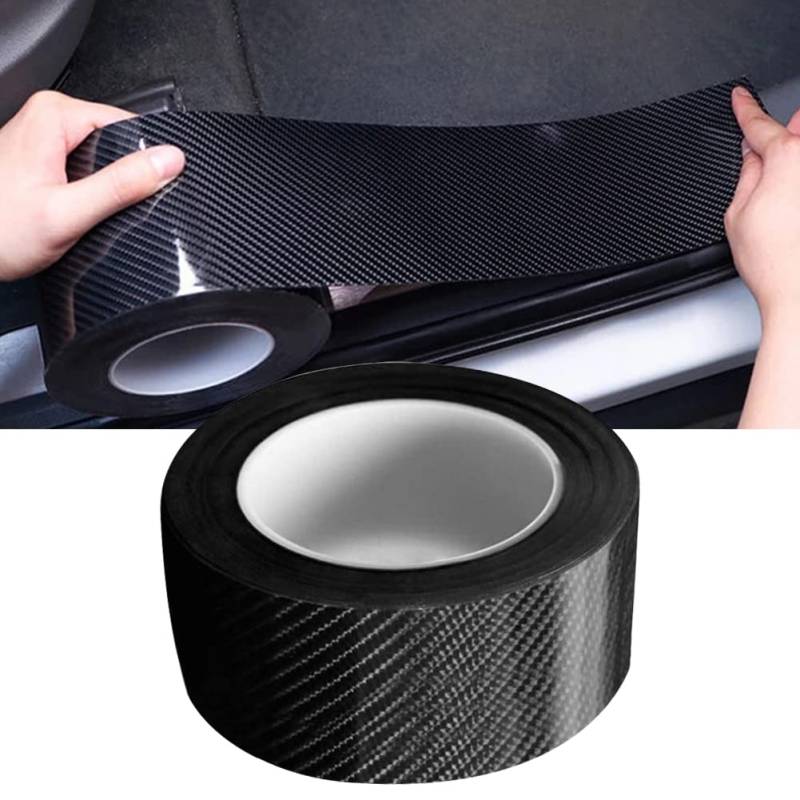 Auto Einstiegsleisten Aufkleber, Auto Gummi Stoßstange Spoiler Kantenschutz Carbon Anti Scratch Aufkleber Universal Autotür Schutz(5 cm * 5 m schwarz) von Honeyhouse