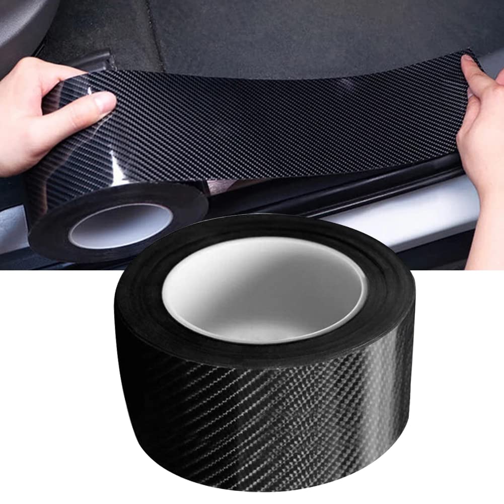 Auto Einstiegsleisten Aufkleber, Auto Gummi Stoßstange Spoiler Kantenschutz Carbon Anti Scratch Aufkleber Universal Autotür Schutz(7 cm * 10 m schwarz) von Honeyhouse