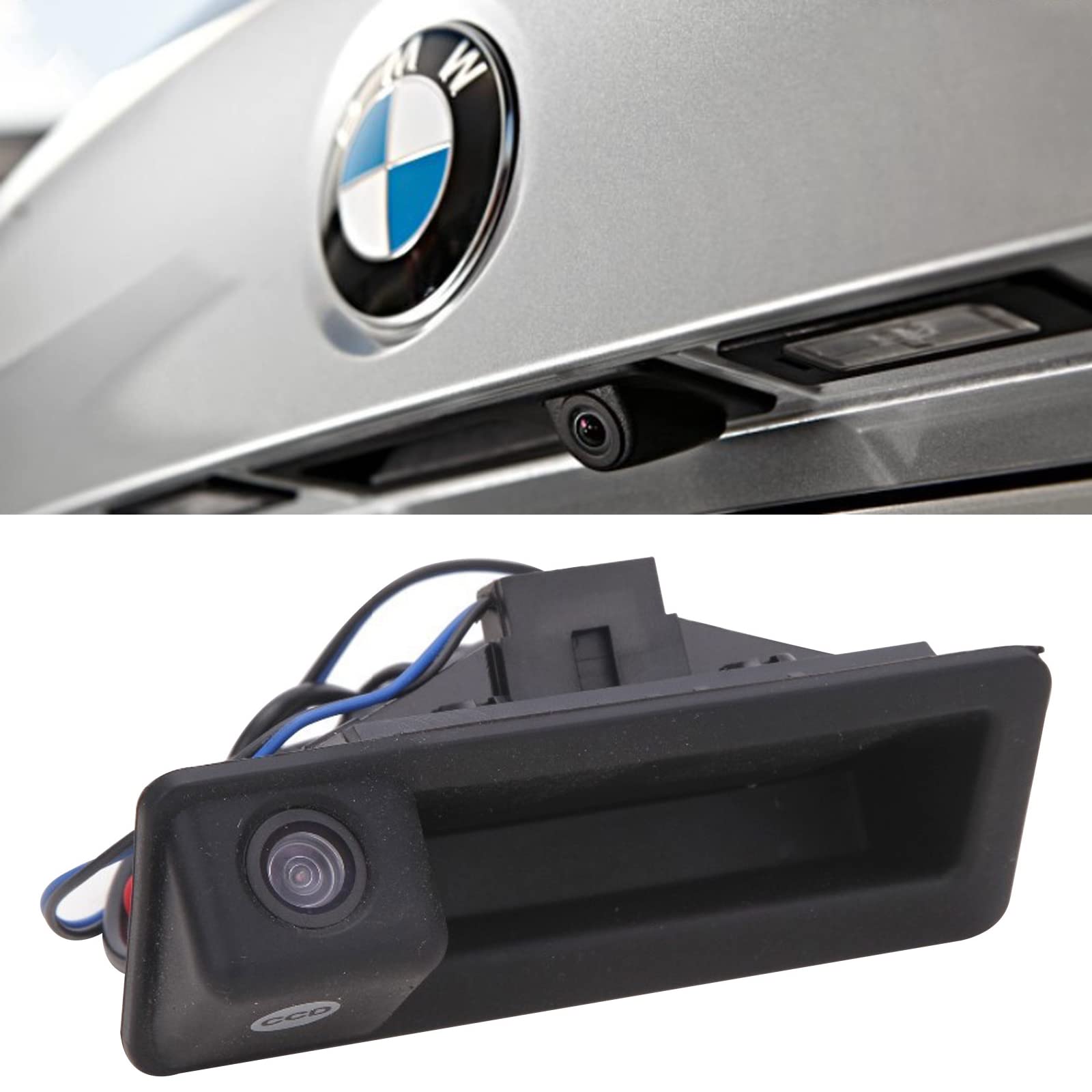 Rückfahrkamera für Autos, 170 Grad Weitwinkel Auto Nachtsicht Wasserdicht Rückfahrkamera im Koffergriff integriert für BMW E60 E61 E70 E71 E72 E82 E88 E84 E90 E91 E92 E93 X1 X5 von Honeyhouse