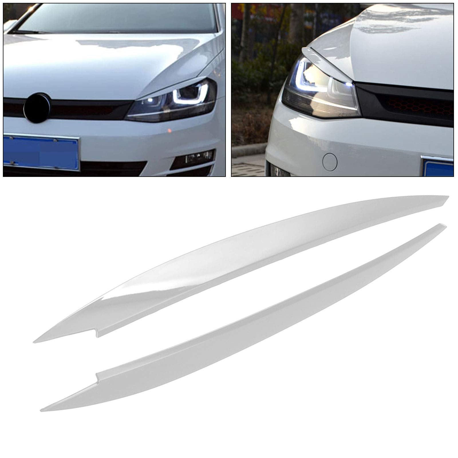 Scheinwerfer Augenlid Augenbrauenabdeckung, Scheinwerfer Augenbrauen Augenlider Scheinwerferabdeckungen Passend für Volkswagen VW Golf 7 GTI MK7 (White) von Honeyhouse