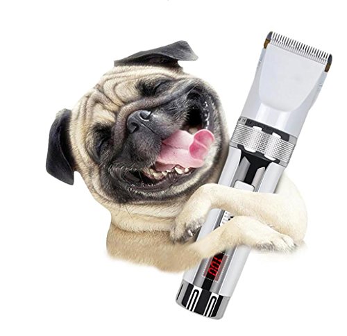 Professionelle Pet Grooming Clipper, Lcd Digital Display Power Low Noise Wiederaufladbare Cord / Cordless Pet Shaver Für Hunde & Katzen, Weiß von HongXJ