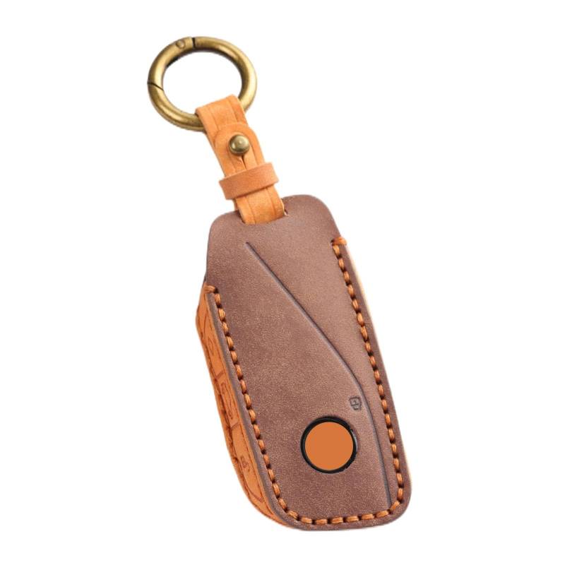 Hontumax Schlüsselhülle aus echtem Leder für BMW X5 X6 2024, X7 X1 2023-2024, iX XM i7 7 Serie 740i 2023-2024, Smart Key Holder Protector (Braun) von Hontumax