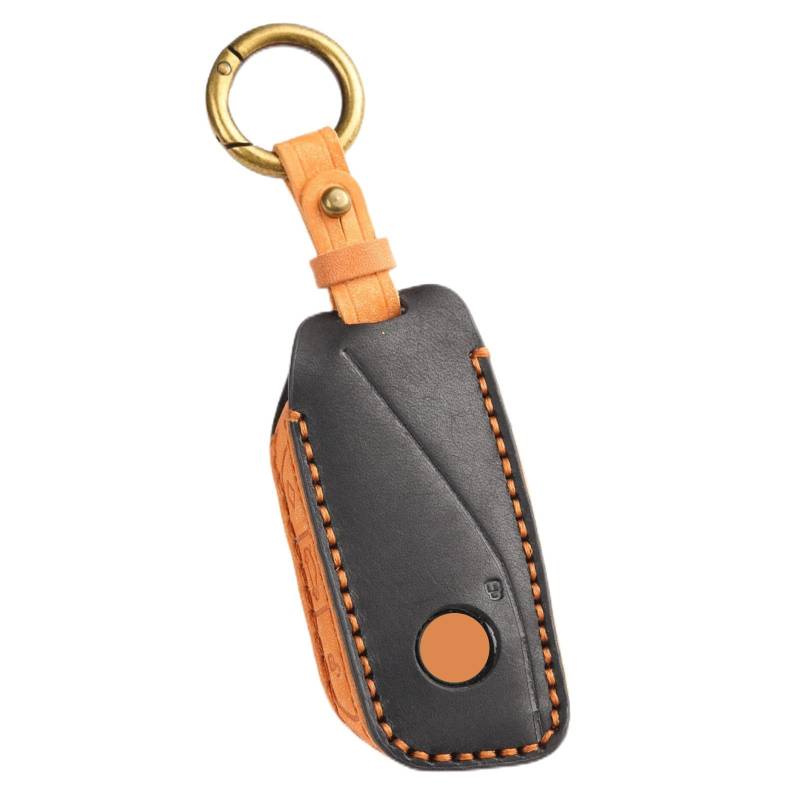 Hontumax Schlüsselhülle aus echtem Leder für BMW X5 X6 X7 X1 iX XM i7 5 7 Serie 740i 750i 2023 2024 2025 Smart Key Holder Protector Zubehör (schwarz) von Hontumax