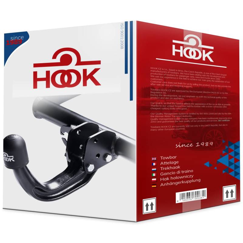 Hook starre AHK Anhängerkupplung für Citroen C4 Grand Picasso II 06.2013-2018 + universell Elektrosatz 7-polig von Hook