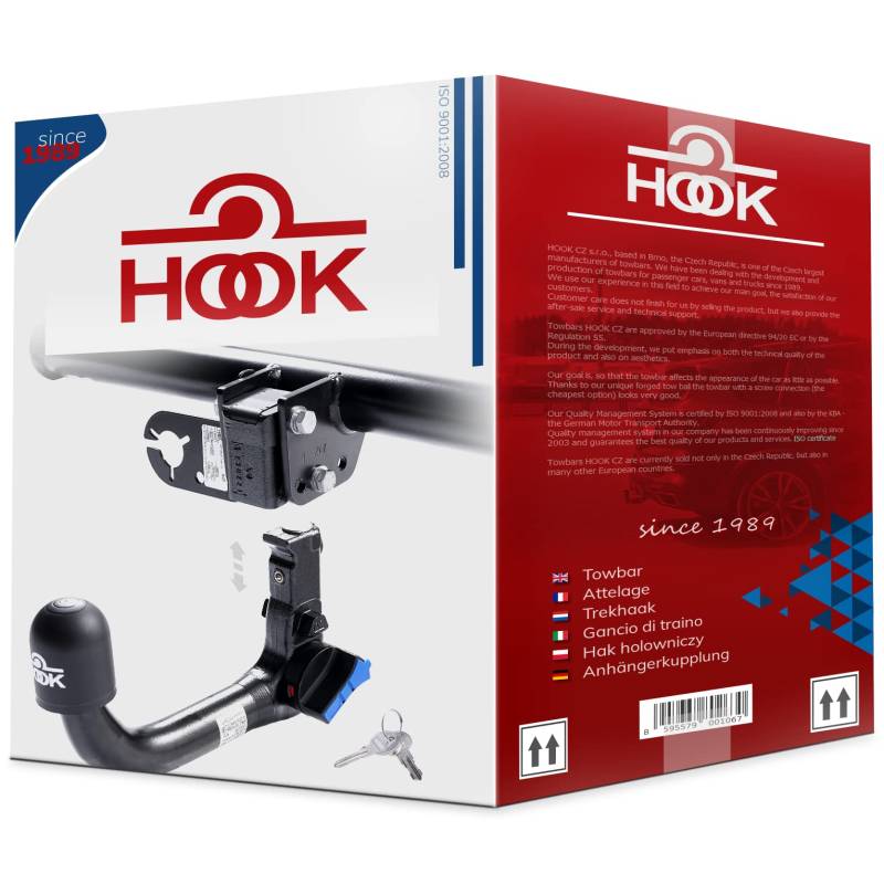 Hook vertikal abnehmbare AHK Anhängerkupplung für Skoda Superb III Kombi ab 06.2015 + universell Elektrosatz 13-polig von Hook