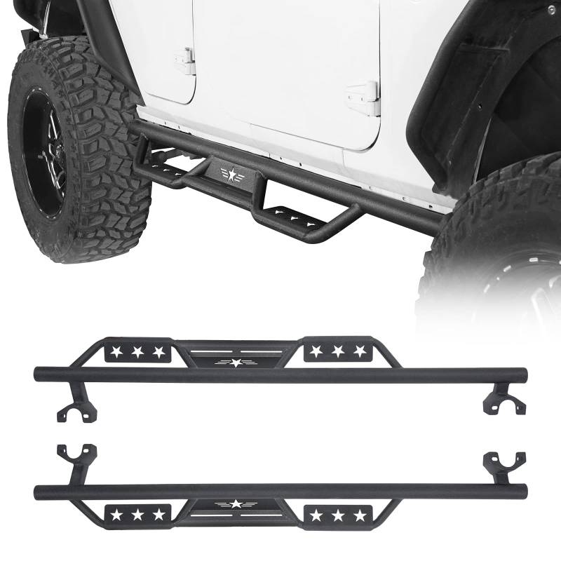 Hooke Road JK Drop Side Step Nerf Bar Solid Steel Trittbretter für 2007–2018 Jeep Wrangler JK 4-Türer JKU Unlimited von Hooke Road