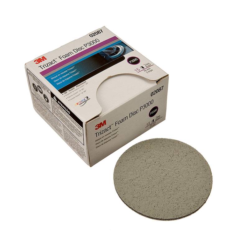 3M Trizact Hookit Schaumstoffscheibe, 02087, 7,6 cm, P3000, 15 Scheiben pro Karton von 3M