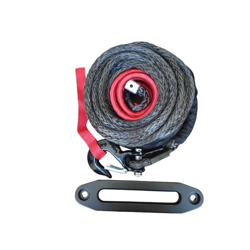 Synthetisches Windenseil 23 m * 13 mm Synthetisches Windenseil mit Schutzhülle + 16T 3/8 Haken + 10 Zoll Seilführung, kompatibel mit Winde(Style 8) von Hookurity