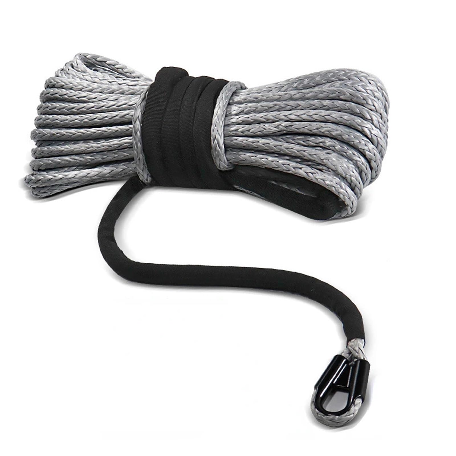 Synthetisches Windenseil 7mm x 15m LKW Boot Notfall Ersatz 9300lbs 12 Strang Stringt Auto Outdoor Zubehör Synthetische Winde Seil Kabel(7mmX15m Grey) von Hookurity