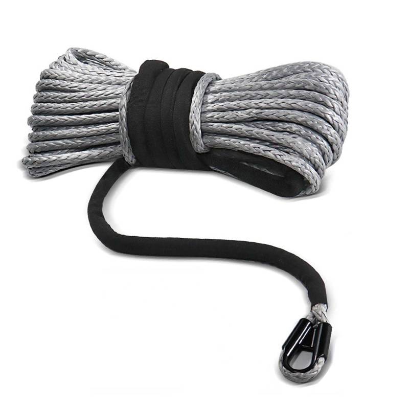 Synthetisches Windenseil 7mm x 15m LKW Boot Notfall Ersatz 9300lbs 12 Strang Stringt Auto Outdoor Zubehör Synthetische Winde Seil Kabel(7mmX15m Grey) von Hookurity