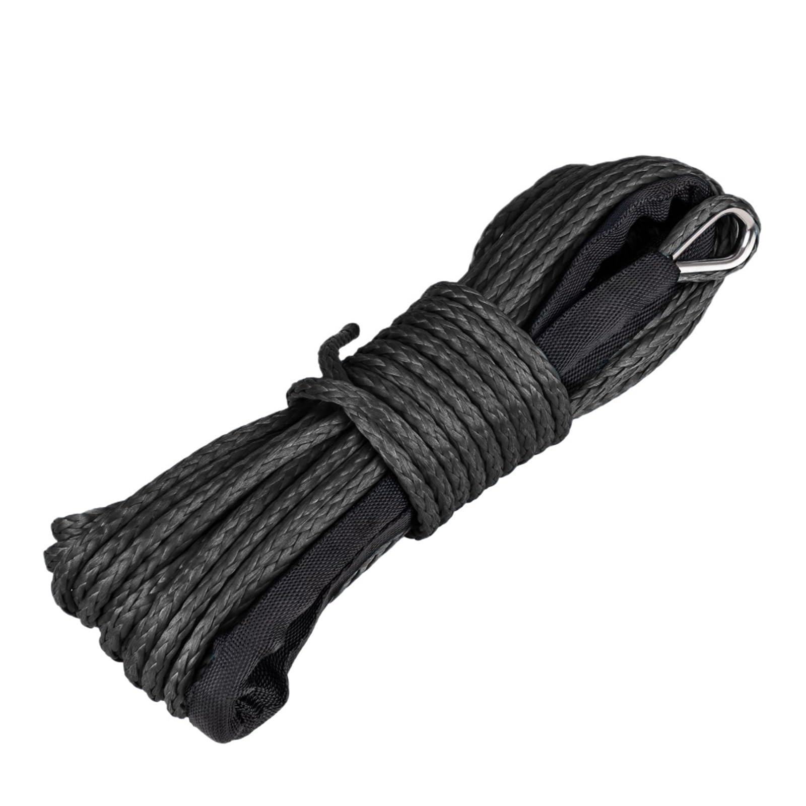 Synthetisches Windenseil Best Sport 6 mm x 15 m 7700 Pfund Synthetisches Windenseil mit schwarzer Schutzhülle(6mmx15m Black 1pcs) von Hookurity