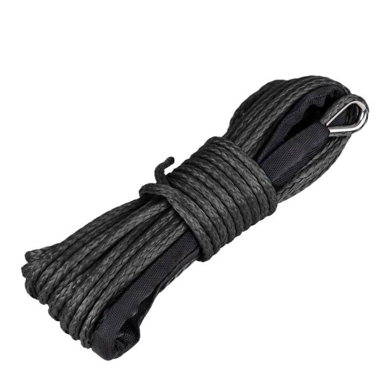 Synthetisches Windenseil Best Sport 6 mm x 15 m 7700 Pfund Synthetisches Windenseil mit schwarzer Schutzhülle(6mmx15m Black 1pcs) von Hookurity