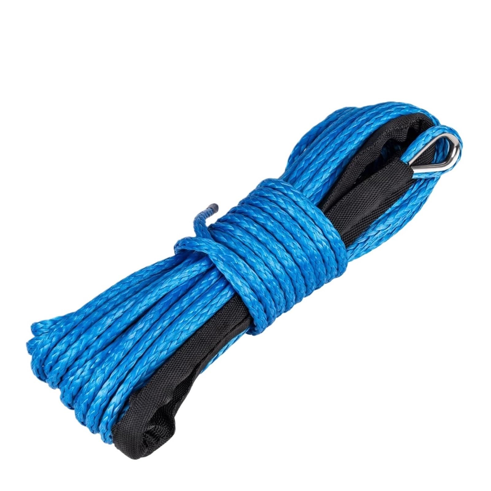 Synthetisches Windenseil Best Sport 6 mm x 15 m 7700 Pfund Synthetisches Windenseil mit schwarzer Schutzhülle(6mmx15m Blue 1pcs) von Hookurity