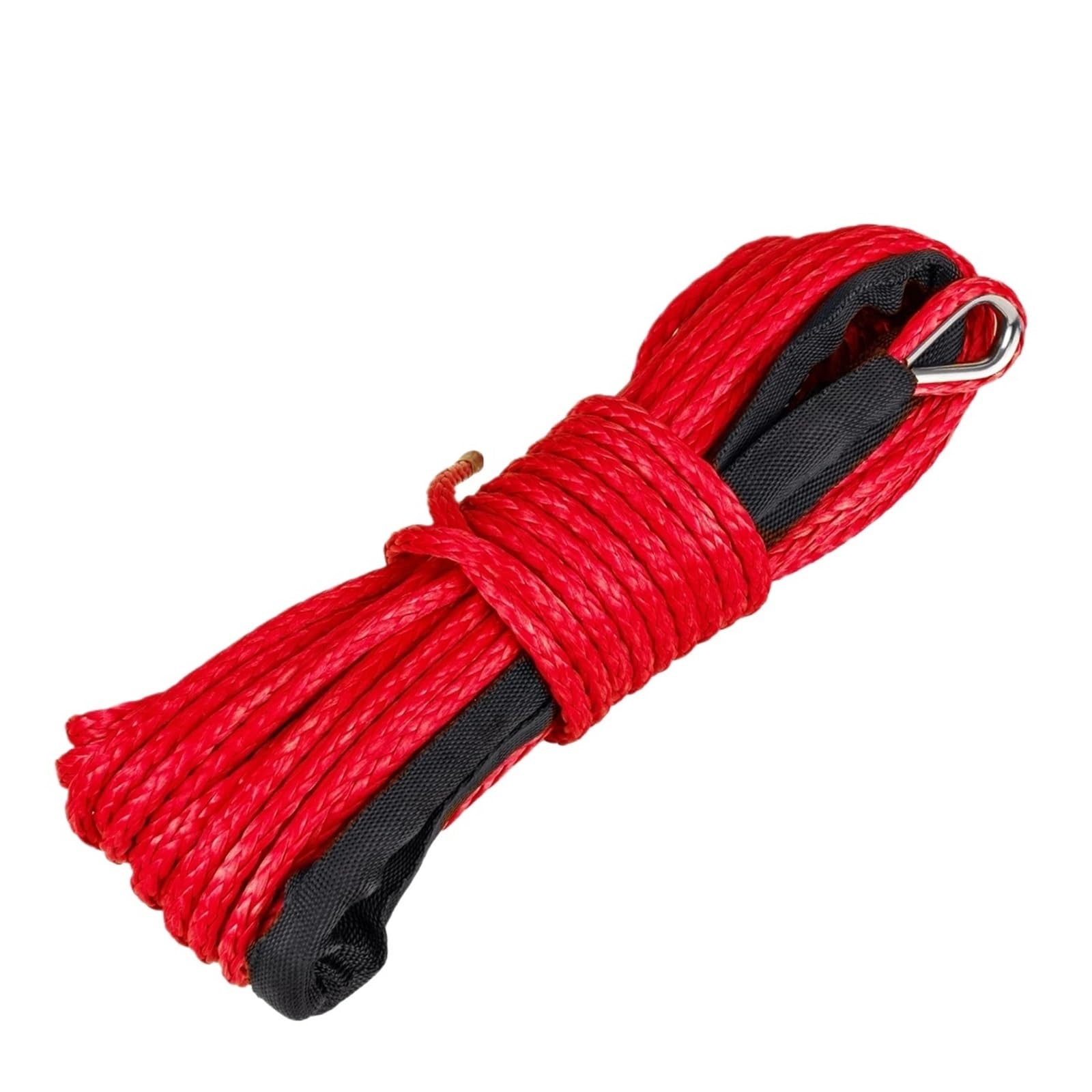 Synthetisches Windenseil Best Sport 6 mm x 15 m 7700 Pfund Synthetisches Windenseil mit schwarzer Schutzhülle(6mmx15m red 1pcs) von Hookurity