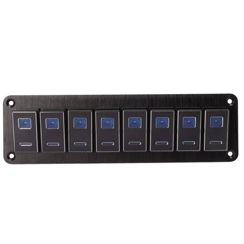 Wasserdichtes Kippschalter-Panel, 8 Gang-Rocker-Schalter-Panel, DC 12V/24V 5 Pin blau LED-Licht vor Verdrahtet Schalter-Panel für Wohnmobil, Auto, Bus, Anhänger, UTV, usw. von Hoopoocolor