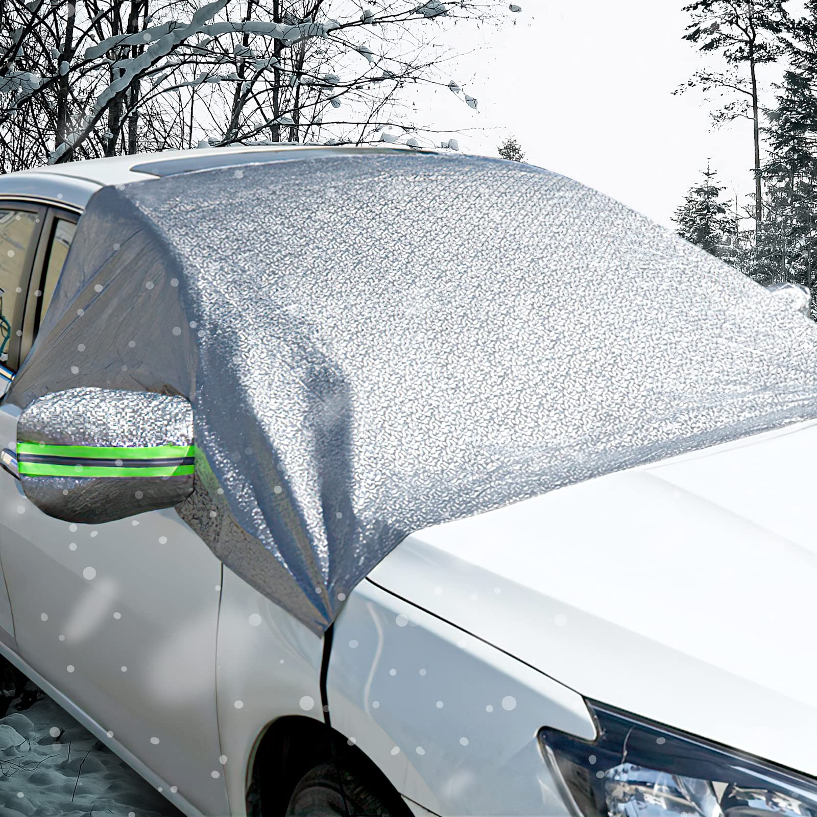 Frontscheibenabdeckung Winter, Windschutzscheibenabdeckung, Scheibenabdeckung Auto Winter und Sommer, Übergröße Frostschutz Auto Frontscheibe für Autos SUVs Vans von Hopton