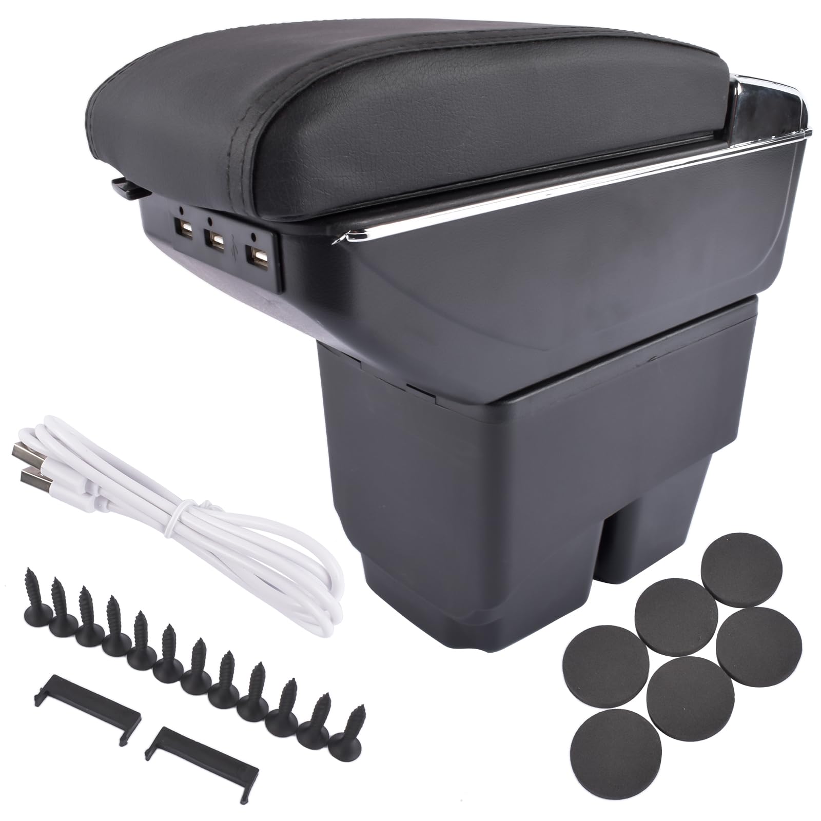 Auto Mittelkonsole Armlehne Box Kompatibel mit Fi-es-ta 2009-2017, Zweilagige Armlehne mit 7 USB Ladeanschlüssen Zweilagige Mittelkonsole Armauflage Schwarzes Leder mit weißen Linien Hopzty Auto Mittelkonsole Armlehne Box Kompatibel mit Fi-es-ta 2009-2017, Zweilagige Armlehne mit 7 USB Ladeanschlüssen Zweilagige Mittelkonsole Armauflage Schwarzes Leder mit weißen Linien Hopzty von Hopzty