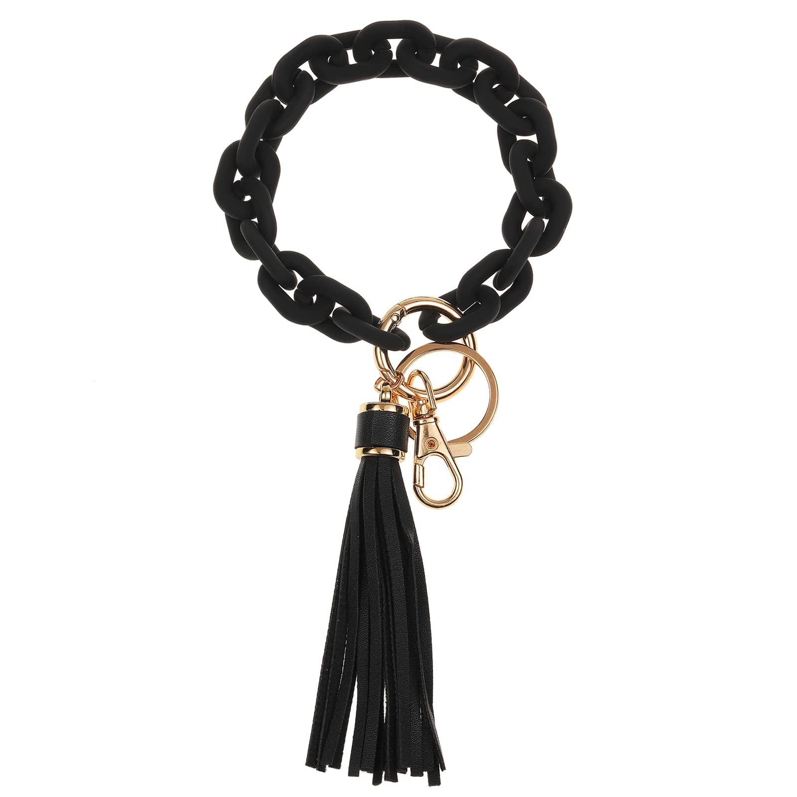 Chunky Chain Link Keychain Wristlet for Women Acrylic Key Ring Bracelet Cute Car Key Chain Holder, Schwarz, Standard von Horee